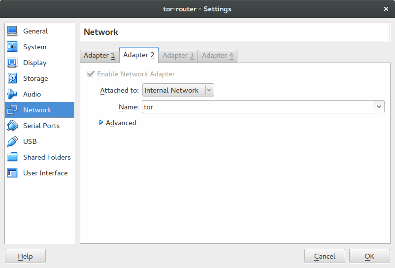 tor router network settings